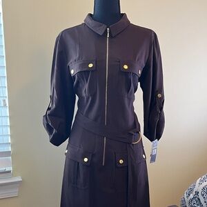 Brown and Gold Zipper dress